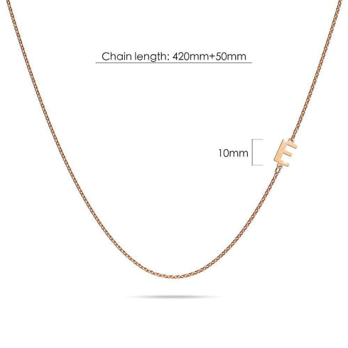 Bold Alphabet Letter Initial Charm Necklace in Rose Gold Tone